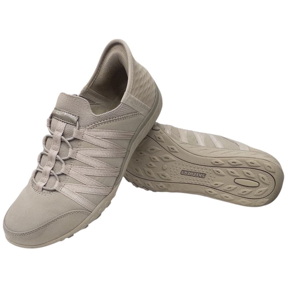 Skechers Slip-ins Breathe Easy Roll With Me Women's 7.5 Taupe Knit Mesh Sneaker